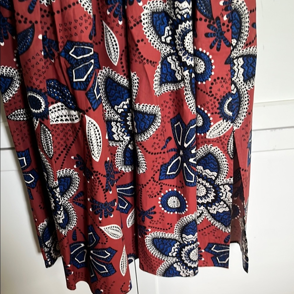 Sundry A-Line Red and Blue Midi Skirt